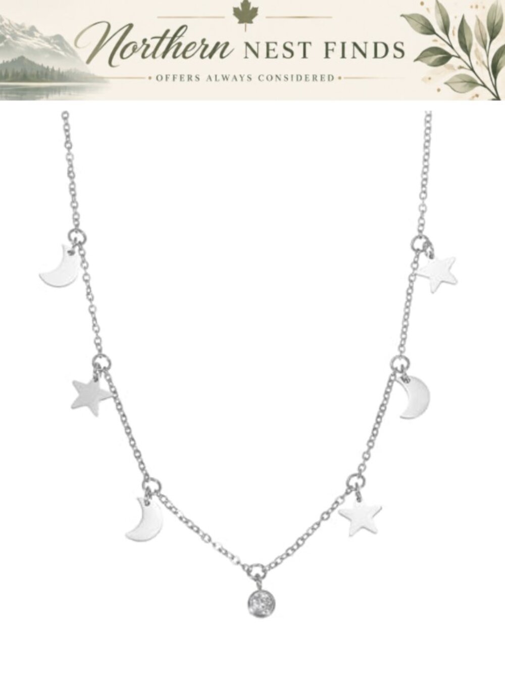 Stainless Steel Star Moon Choker Necklace Women Celestial Jewelry